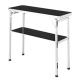 Portable Folding Bar Table with Shelf, Tradeshow Podium Table with Black Skirt and Carrying Bag, for 50301347