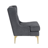Modern Luxury Dark Gray Chenille Upholstery Wingback Accent Chair 1pc Gold Finish Metal Legs Pocket B011P308541