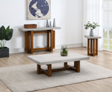 ZUN ACME Keven Coffee Table, Faux Concrete Top & Walnut Finish LV03015