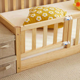 Fence bed with door and decking, natural wood color, painted surface, pine wood, twin children's bed 24575857