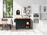K&K 53.7" Farmhouse Kitchen Island Power Outlet, 2 Sliding Barn Door Kitchen Storage Island N707P170347B