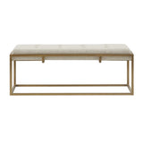 ZUN Button-tufted Upholstered Metal Base Accent Bench B03548754