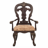 Traditional Formal Armchairs Set of 2 Cherry Finish with Gold Tipping Fabric Upholstery Wooden B011P171307