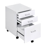 ZUN White and Chrome 3-Drawer Rectangular File Cabinet B062P184520