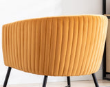 Luxurious Design 1pc Accent Chair Yellowish Orange Velvet Clean Line Design Fabric Upholstered Black B01166685