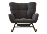 Teddy Fabric Wingback Glider Rocker & Ottoman Set, Nursery Nursing Rocking Chair with Side Storage 75497389