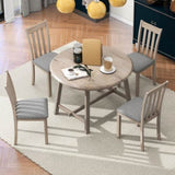5-Piece Wood Dining Table Round Extendable Dining Table with 4 Dining Chairs, Dining Room Table 52113477