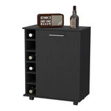 Rawlins Bar Cart with 6-Bottle Rack, Storage Cabine and Mobile Caster Wheels B128P176158
