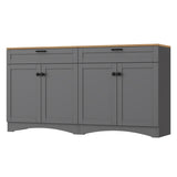 ON-TREND Farmhouse TV Stand with 2 Drawers for TVs Up to 70", Versatile Wood Grain Sideboard with N721P245732E