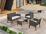 ZUN 4 Pieces Outdoor Furniture Set PE Wicker Ratten Chairs Set Conversation Set Balcony Furniture with W2281P178442