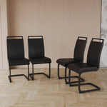 ZUN Modern Dining Chairs,PU Faux Leather High Back Upholstered Side Chair with C-shaped Tube. Black 87043919