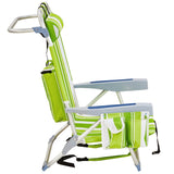 ZUN 63*65*82cm Short Oxford Cloth Silver White Aluminum Tube Bearing 100kg Beach Chair Green Stripes 42959268