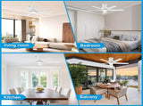 44 inch Ceiling Fans with Lights, Large Air Volume Ceiling Fans with Reversible Quiet DC Motor and 68742749