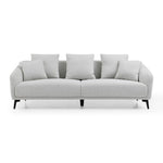 ZUN Modern Fabric Upholstered Sofa with Three Cushions, 2 Pillows, Light Grey W876112686