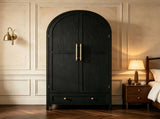 () Wardrobe with 2 Doors 1 Drawer and Rounded Top Design Particleboard 69144391