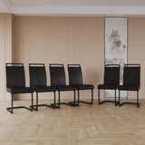 ZUN Modern Dining Chairs,PU Faux Leather High Back Upholstered Side Chair with C-shaped Tube. Black W2189138538