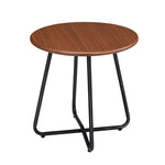 ZUN Outdoor Side Table with Imitation Wood Tabletop, Weather Resistant Patio Side Table, Round Outdoor 89796304