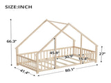 Twin Size Floor Bed Triangle Roof Frame and Support Bed Slats, Montessori Kids Playhouse Bed 53916339