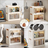 1 Piece Four Tier Folding Organizer with Lid and Door on Wheels, Collapsible Plastic Small 76616134