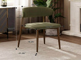 Dining Chairs Set of 2, Metal Kitchen Chairs with Modern Fabric Upholstered for Dining Room, Green 14675784