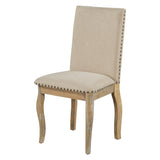 Set of 4 Dining chairs Wood Upholstered Fabirc Dining Room Chairs with Nailhead 30222012