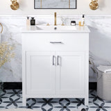 ZUN 30-Inch Bathroom Vanity with Ceramic Sink and Ample Storage - The Perfect Choice for Small Bathrooms WF530809AAK