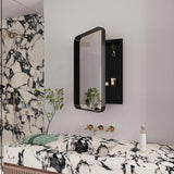 16x24 Inch Recessed Black Metal Framed Medicine Cabinet with Mirror and Adjustable Shelves Black W1435142927