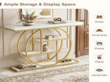 41 Inch Console Table with 3 Tier Open Shelves, Modern Entryway Sofa Table with O-Shaped Metal Frame 92573929