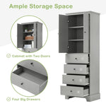 ZUN Storage Cabinet with 2 Doors and 4 Drawers for Bathroom, Office, Adjustable Shelf, MDF Board with WF302825AAE