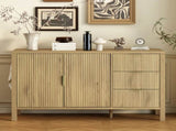U-Style Modern Wave-Pattern Sideboard with 3 Drawers, Large Storage Buffet Cabinet with Hooks and N711P345172O