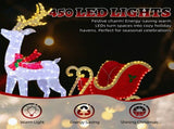 5ft Lighted Christmas Reindeer & Sleigh Outdoor Yard Decoration Set with LED Lights, Red & White 85467541