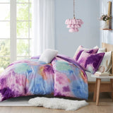 Twin/Twin XL Watercolor Tie Dye Printed Comforter Set with Throw Pillow B035129810