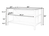 Solid Wood Rustic 45" Stationary Kitchen Island, Rubber Wood Butcher Block Dining Prep WF285472AAD