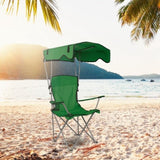 Foldable Beach Canopy Chair Sun Protection Camping Lawn Canopy Chair 330LBS Load Folding Seat w/ Cup 07445250