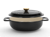 Cast iron 5QT cooking pot - Pure black - includes two silicone gloves - Enamel pot 84744253