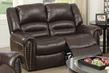 Plush Relax 1pc Manual Motion Loveseat Dark Brown Bonded Leather 2-Seat Couch Armrest Cushion B011P205584