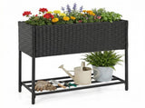 28" Elevated Raised Planter Box with Storage Shelf, Ergonomic Garden Bed for Patio Balcony Herb 14565197