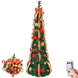 ZUN 6 FT Fully Decorated Pre-lit Christmas Tree, Pop Up Artificial Xmas Tree with 150 Warm Lights 99978008