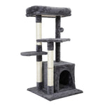 ZUN Double Level Cat Tree Stand House Furniture Kittens Activity Tower Posts Kitty Pet Play House - dark W2181P190598