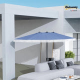 15ft Blue Patio Umbrella UPF30 Outdoor Umbrella with Fringe and Crank Handle 44858109