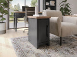 14 inch Chairside Table, No Assembly Required, Black and Whiskey Finish B108P160150