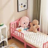 Single-Tier Vertical Slat Wooden Bed with Side Rails Pink, Pine, Kids Bedroom Furniture Safe & 18653966