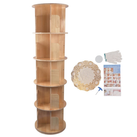 ZUN 5 Tier Rotating Bookshelf 360 Display Spinning Bookshelf Revolving Bookcase 40321627