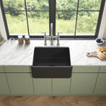 ZUN Inch White Farmhouse Sink Deep Apron Sink Undermount Farmhouse Kitchen Sink Single Farm Sink W127290268