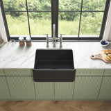 ZUN Inch White Farmhouse Sink Deep Apron Sink Undermount Farmhouse Kitchen Sink Single Farm Sink W928123618