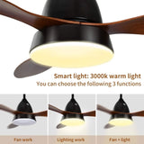 ZUN 52-inch Ceiling Fan with LED Light and Remote Control, 3-Speed Modes, 2 Rotating Modes, Timer W1134P230322