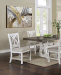 ZUN Lavish Design Distressed White 2pcs Dining Chairs Only, Gray Padded Fabric Seat Dining Room Kitchen B011111836