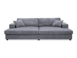 Goliath 86" Oversized Double Chaise Lounge Sofa Bed Carbon Gray Corduroy B2719P318951