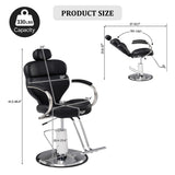 Premium Reclining barber Chair Salon Chair for Hair Stylist with Heavy Duty Hydraulic Pump, 360&deg N753P255164S