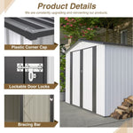 ZUN 8 x 6 ft Outdoor Storage Shed, All Weather Metal Sheds with 2 Lockable Doors, Tool Shed for Garden, W2505P163543